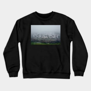 Flock of sheep covered in fog Crewneck Sweatshirt